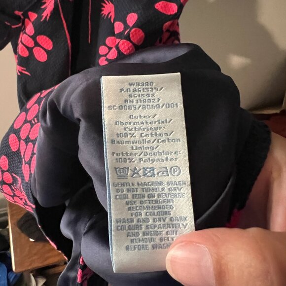 BODEN Notch Neck Shift Dress WH380 Navy & Pink Floral Damask Belted Lined 6L - Picture 11 of 15